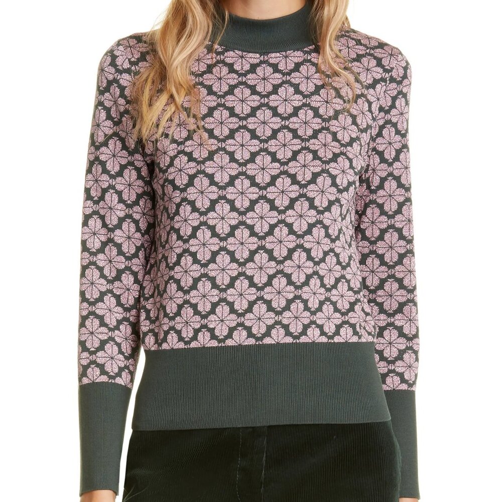 BNWT Kate Spade New York Turtleneck Sweater with Spade Flower Pattern